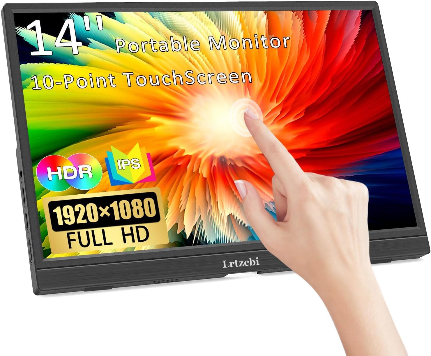 14 Inch Portable Touchscreen Monitor - HDR 1080P IPS Display with HDMI & USB-C Ports | Built-in Speakers for Laptop, Phone, Mac & Xbox | Perfect for Travel, Work & Gaming