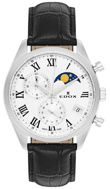 Edox Les Bemonts Chronograph Moon Phase Men's Watch 01655 3 ARN - Luxury Swiss Timepiece for Business & Formal Occasions