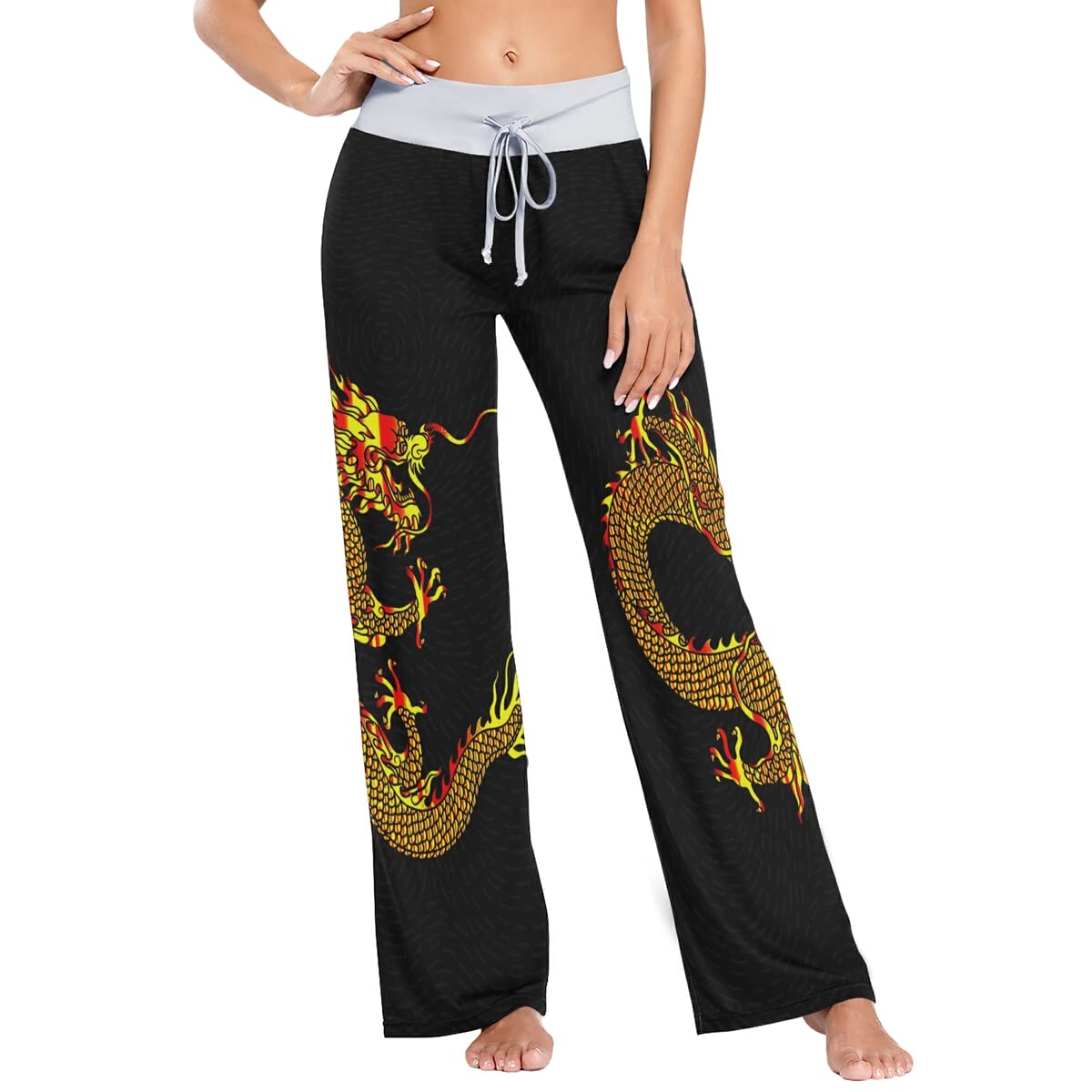Women's Loose Comfortable Pajama Pants with Drawstring - Wide Leg Palazzo Lounge Pants for Sleep, Yoga & Home Relaxation