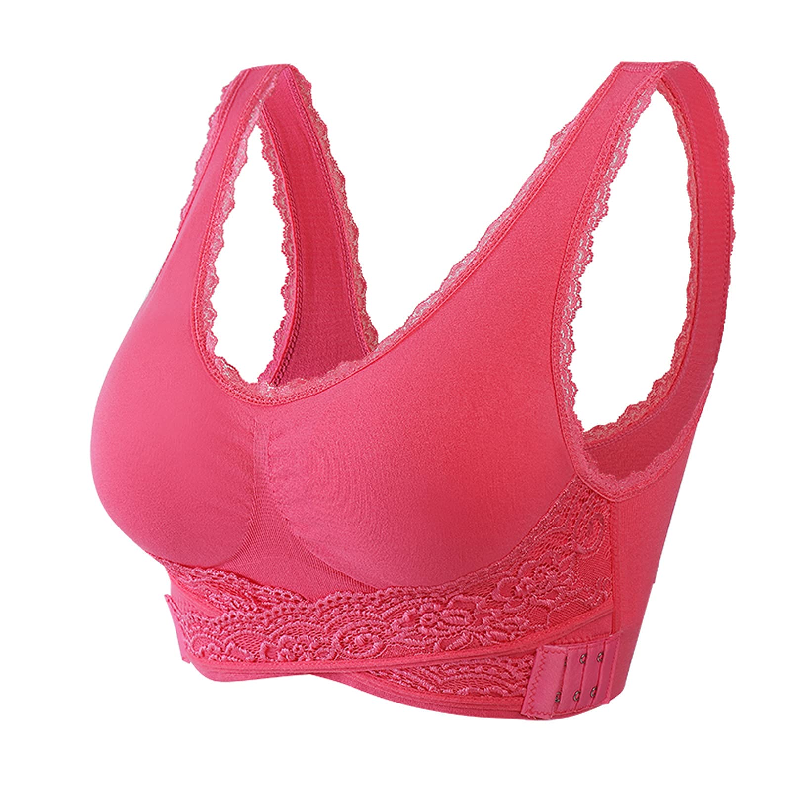 Women's Seamless Sports Bra with Front Cross Design, Adjustable Side Buckles & Removable Pads - Perfect for Yoga, Gym Workouts & Sleep - Watermelon Red