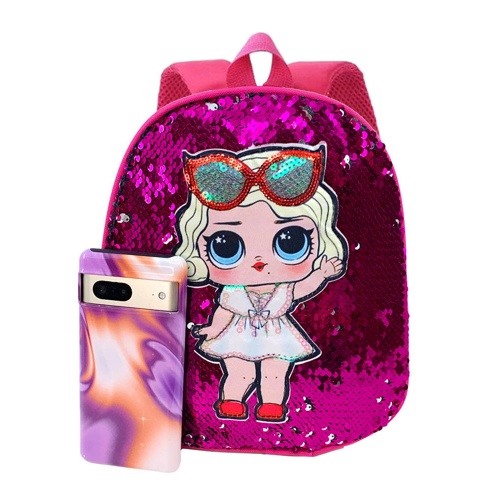 Sparkly Disco Doll Sequins Mini Backpack for Women - Pink Glitter Party Purse, Perfect for Nightclubs, Concerts & Festivals