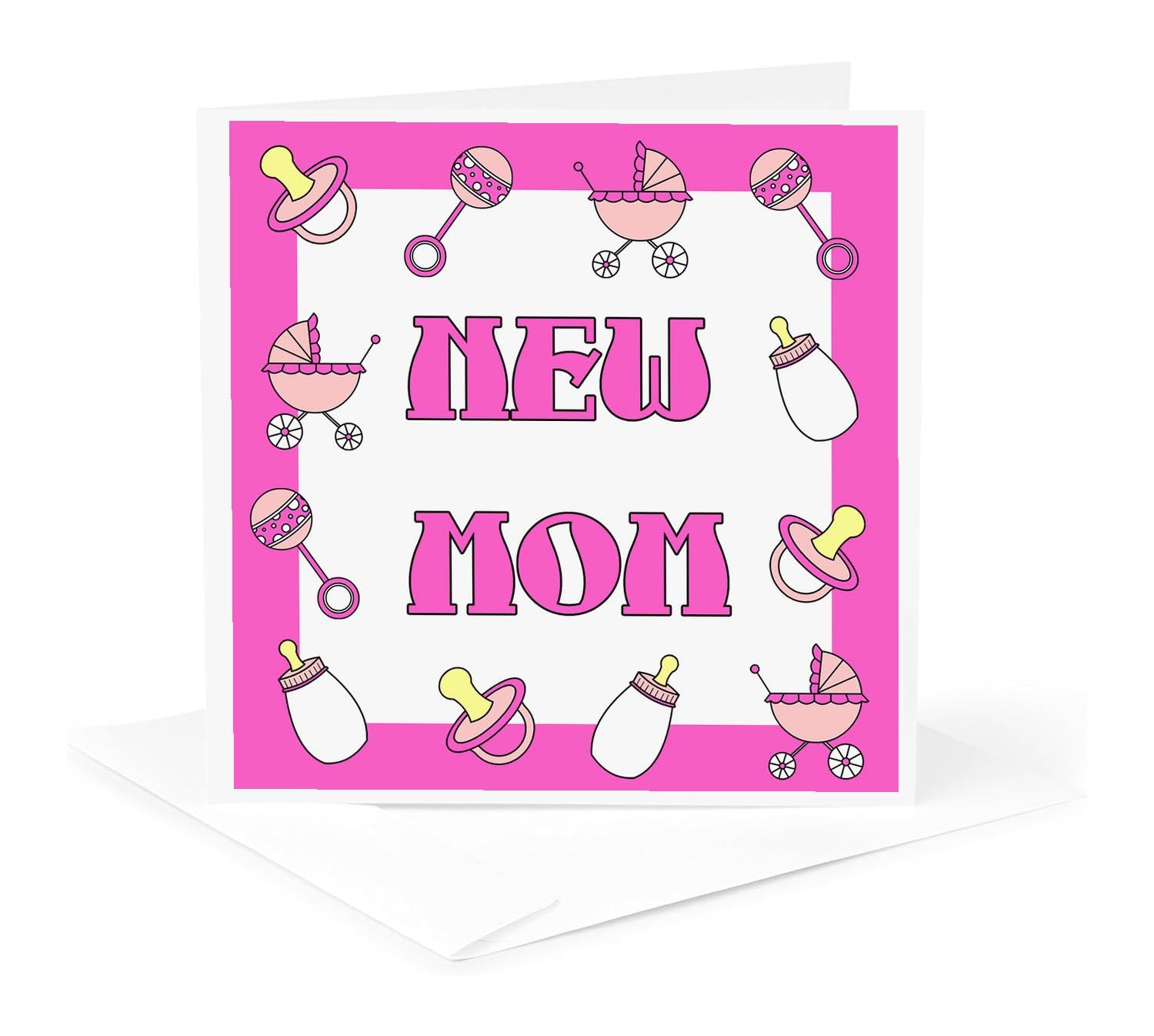 3dRose New Mom Gifts - Pink Baby Girl Greeting Cards Set of 12 (6x6 Inches) for Baby Showers, Birth Announcements & Thank You Cards | Perfect for Newborn Celebrations & First-Time Mothers