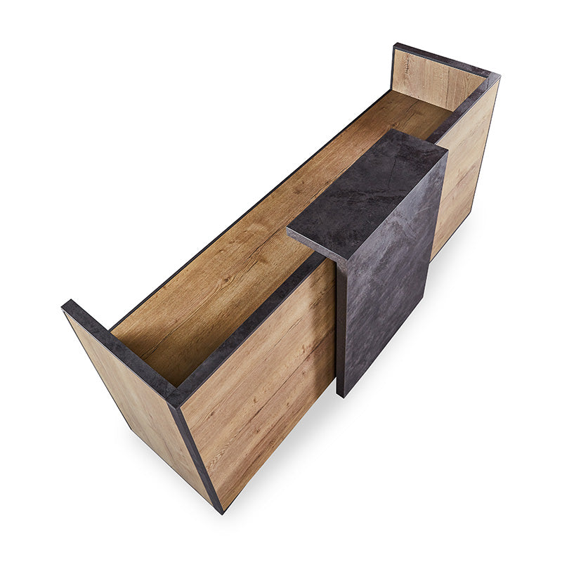 DEWITT 2.4M Reception Desk in Tobacco & Dark Concrete Finish - Modern Office Furniture for Corporate Lobby, Hotel Front Desk & Business Reception Areas