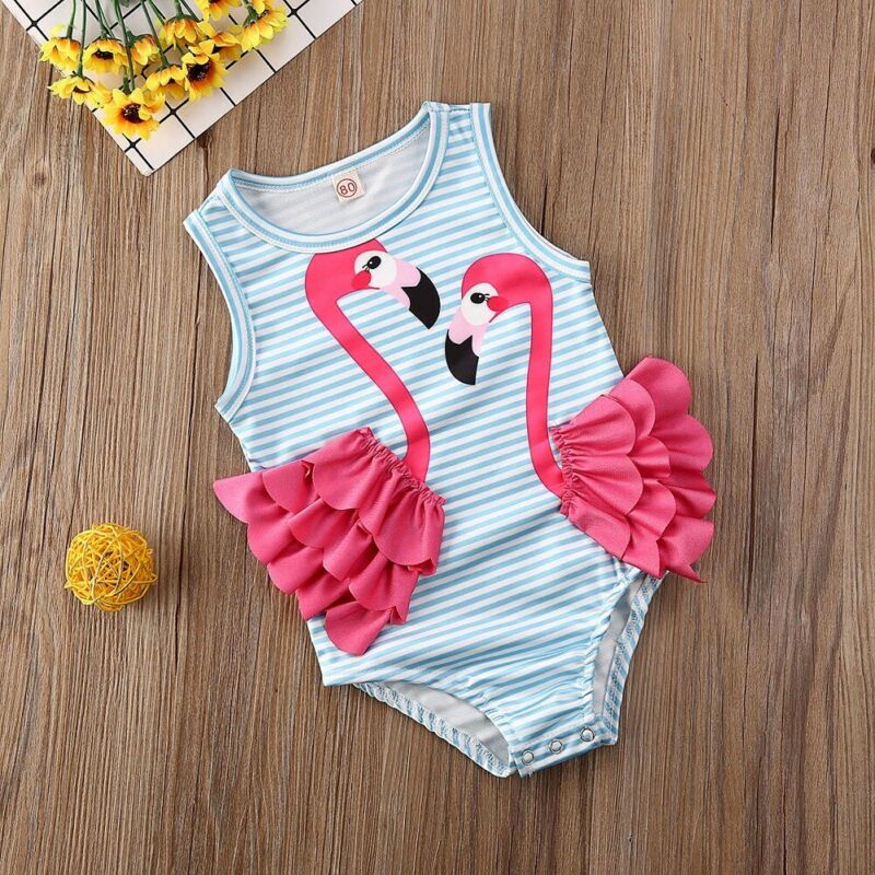 Flamingo Print Baby Girl's Swimsuit - Cute & Comfortable Toddler Bathing Suit for Pool, Beach & Summer Play