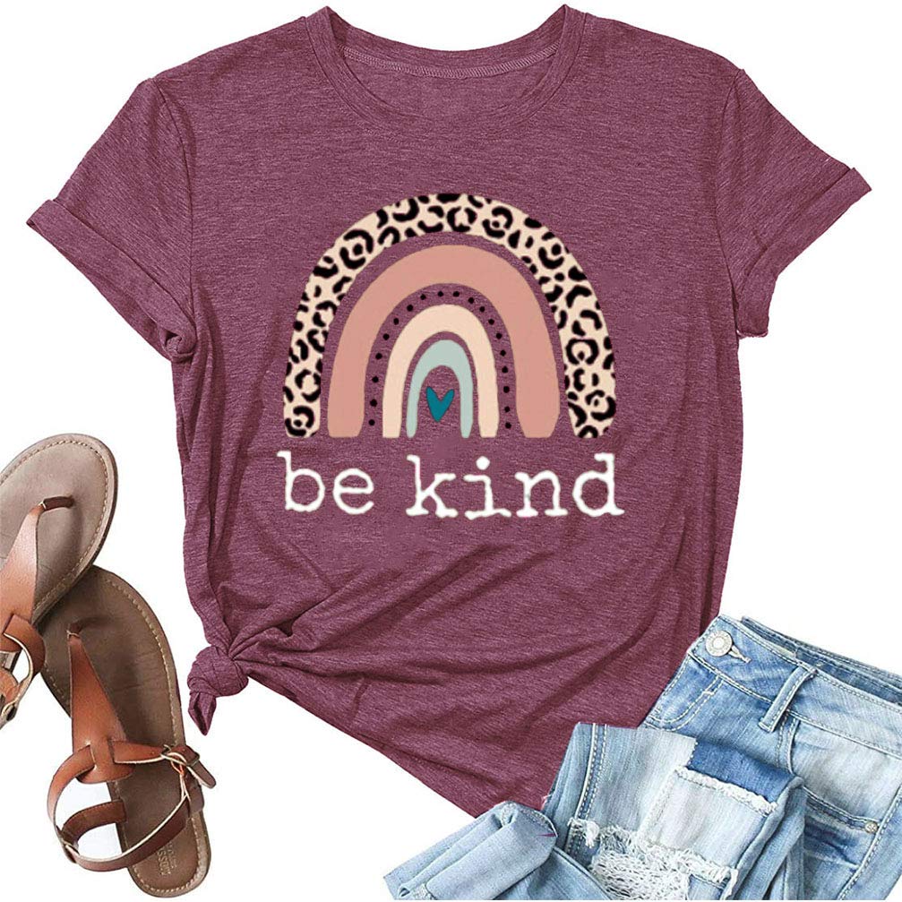 Be Kind Graphic T-Shirts for Women - Short Sleeve Summer Tops, Loose Fit Casual Tees - Perfect for Teachers, Everyday Wear & Summer Outfits