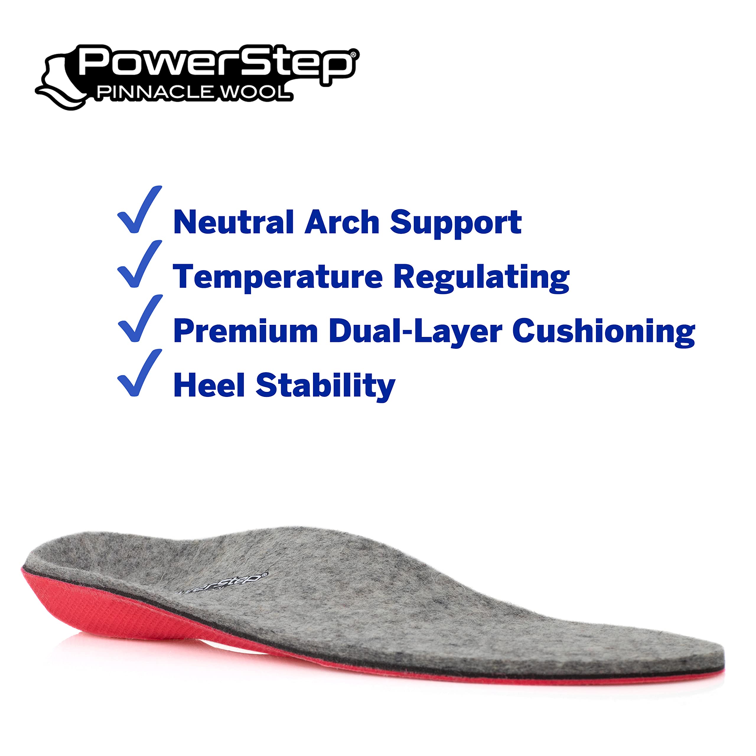 Powerstep Pinnacle Hiker Insoles - Maximum Arch Support Orthotic Inserts for Hiking Boots - Comfortable Shoe Insoles for Men & Women - Perfect for Long Hikes, Backpacking & Outdoor Adventures