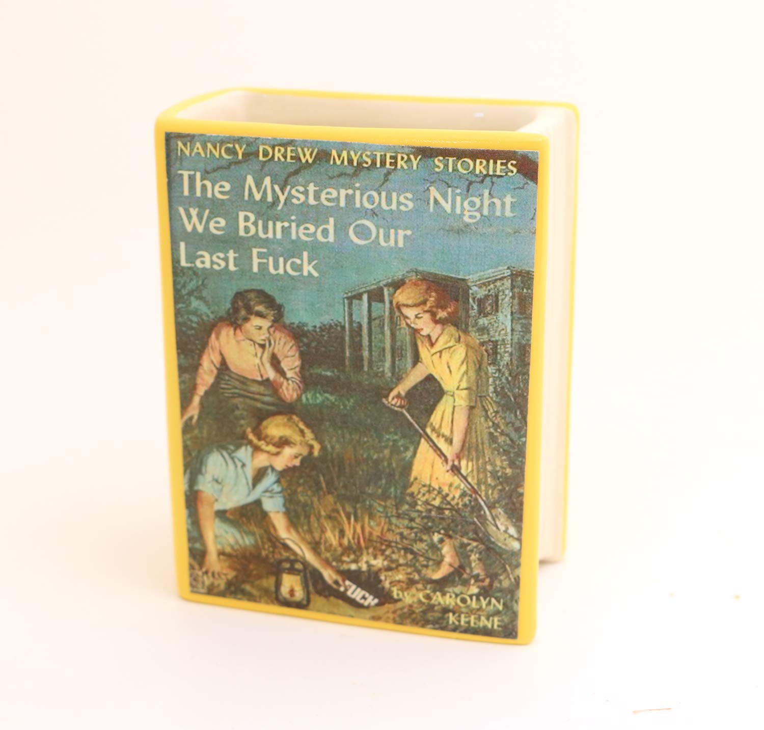 Nancy Drew Parody Book-Shaped Pencil Holder - Novelty Office Desk Organizer with Mature Humor | Perfect Gift for Book Lovers & Stationery Enthusiasts