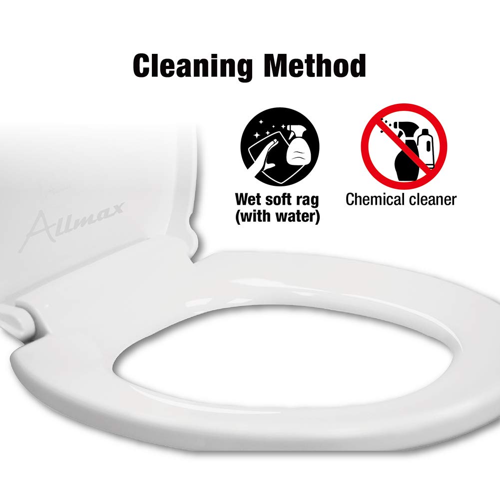 Allmax AX016-S Round Slow-Close Toilet Seat - White Plastic, Easy Installation & Cleaning, Quiet-Close Hinges | Perfect for Bathrooms, Homes & Apartments