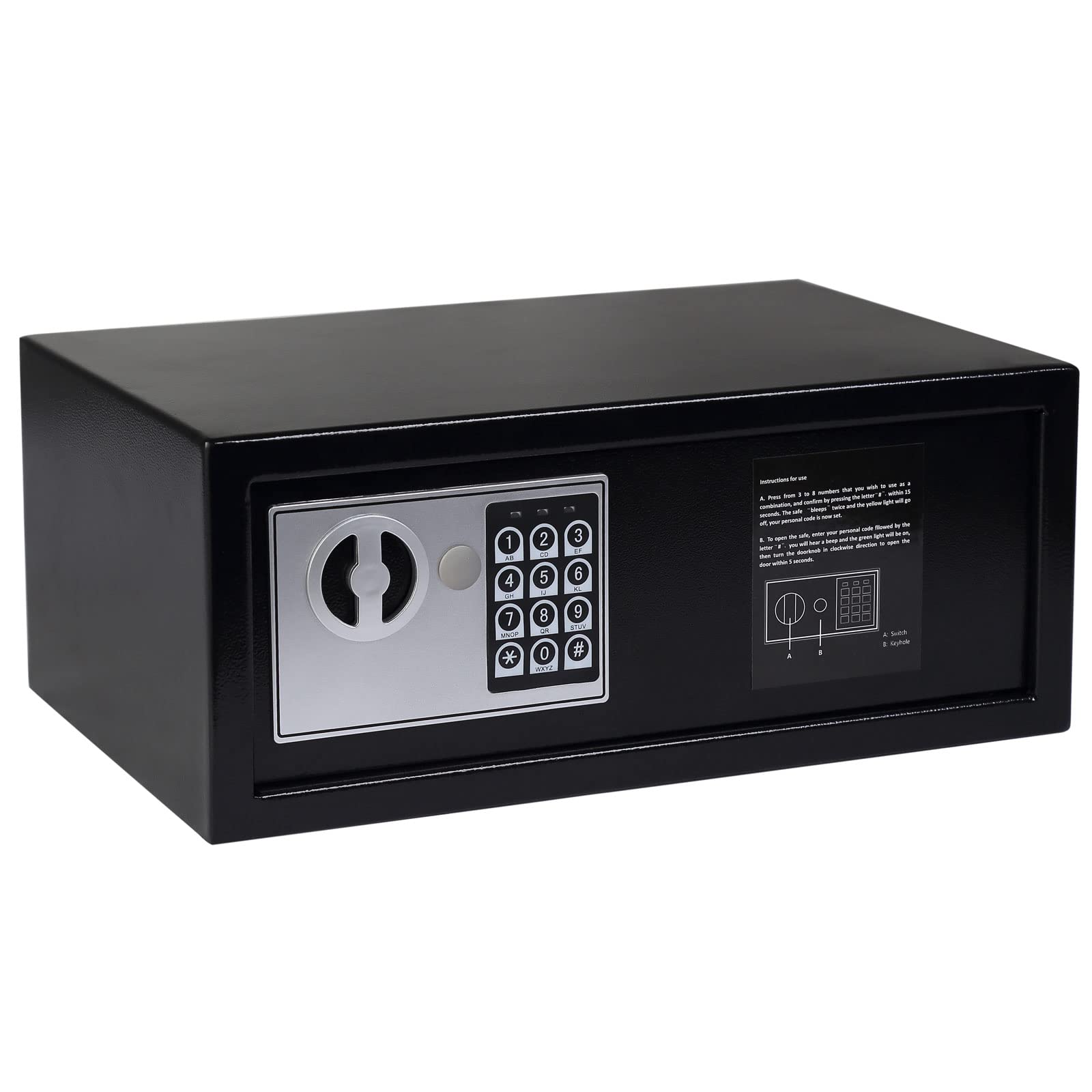 Heroecol 0.60 Cubic Feet Digital Security Safe Box with Electronic Keypad - Home & Office Safe for Cash, Jewelry, Documents Storage - Ideal for Bedroom, Hotel, Business Use (Black)