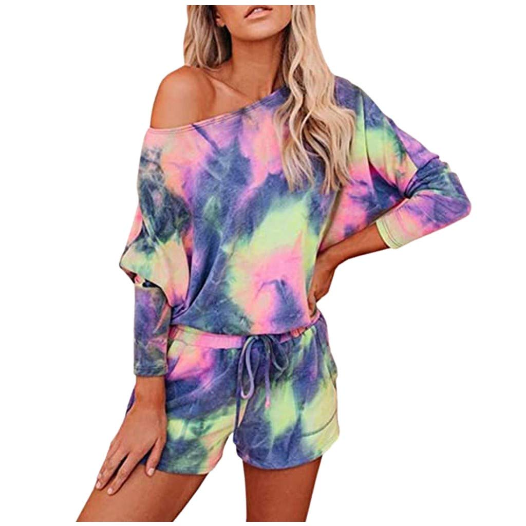 Trendy MOMFIE Women's Tie-Dye & Leopard Print Tracksuit Set - Lounge Wear, Sleepwear & Casual Outfit for Home, Yoga & Vacation