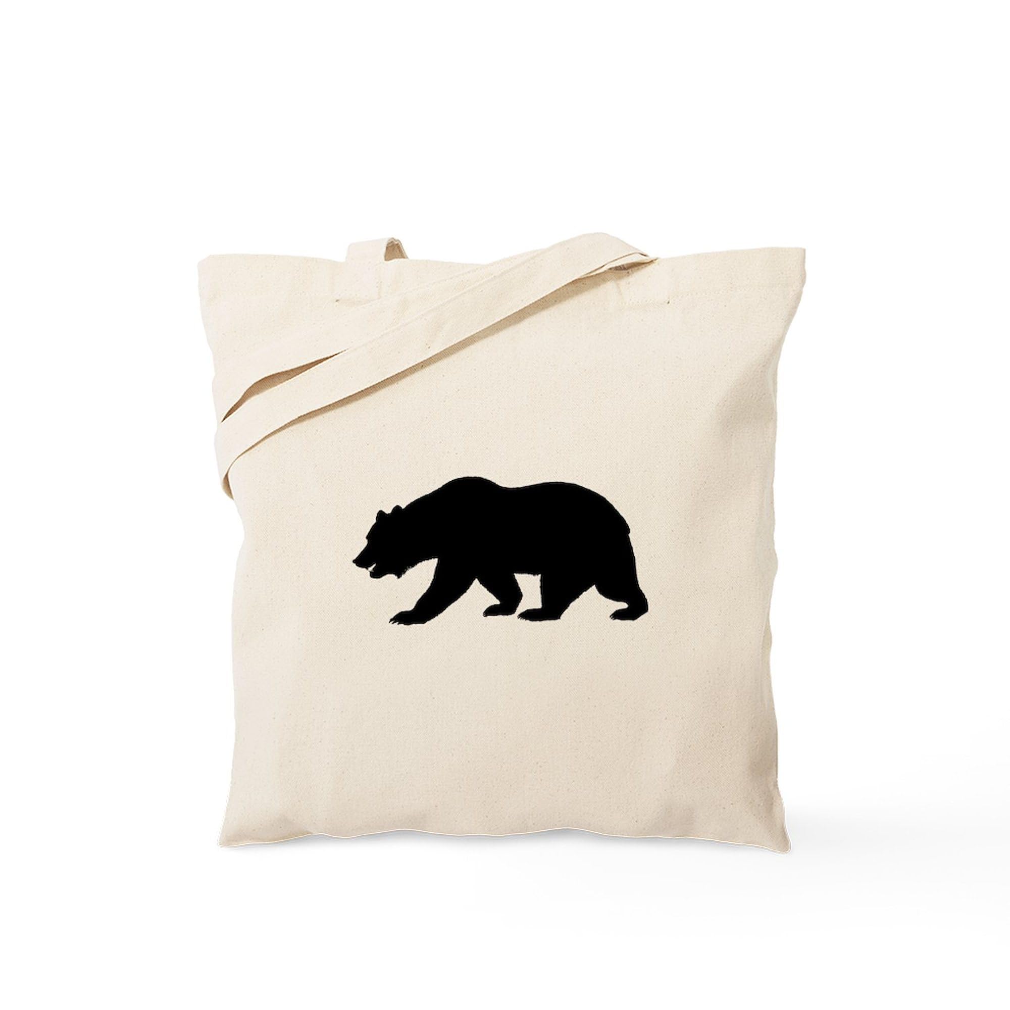 California Bear Tote Bag - Black Natural Canvas Reusable Shopping Bag for Groceries, Beach & Daily Use | Eco-Friendly Cotton Tote with Bear Print