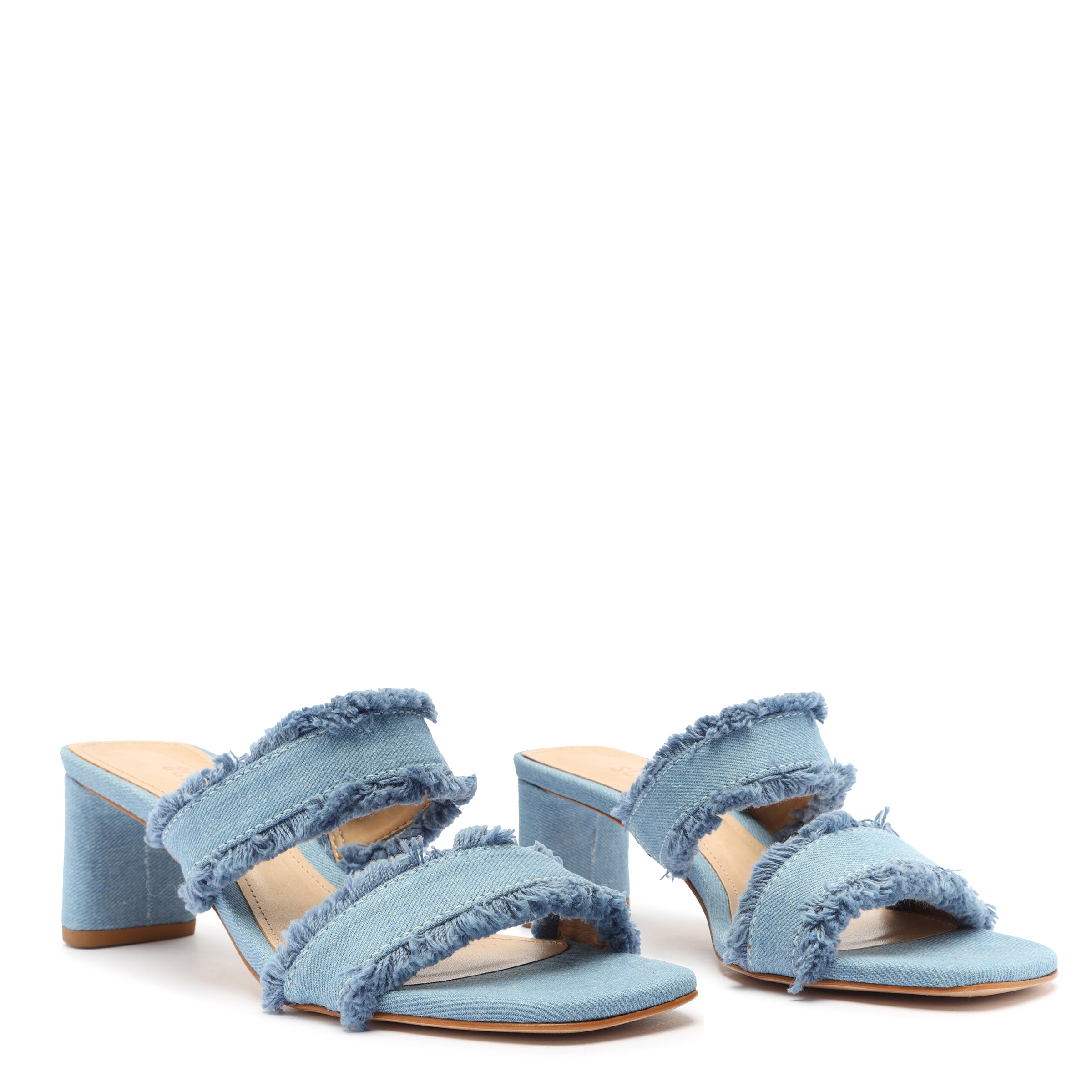 Amely Women's Mid Block Heel Denim Sandals - Comfortable Summer Casual Shoes for Beach, Walking & Outdoor Activities