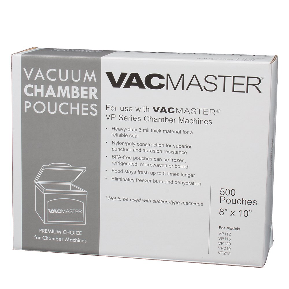 VacMaster 40722 3-Mil Vacuum Sealer Bags - 8x10 Inch Chamber Pouches (500 Count) for Food Preservation & Sous Vide | Perfect for Meal Prep, Freezer Storage & Long-Term Food Saving