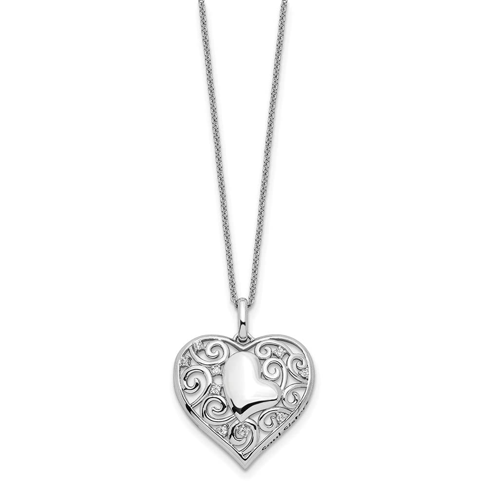Sterling Silver CZ Antique Soul Sister Heart Pendant Necklace - 18 Inch Adjustable Chain for Women, Gift for Sister, Best Friend, Valentine's Day, Birthday | Elegant Jewelry for Everyday Wear & Special Occasions