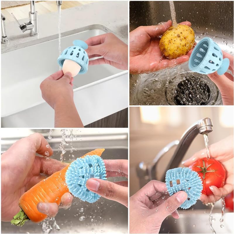 2-Pack Silicone Egg Cleaning Brush - Food Grade Egg Washer Tool for Fresh Eggs (Green, 2.32 Inch) - Perfect for Farm Fresh Eggs, Organic Produce & Kitchen Hygiene