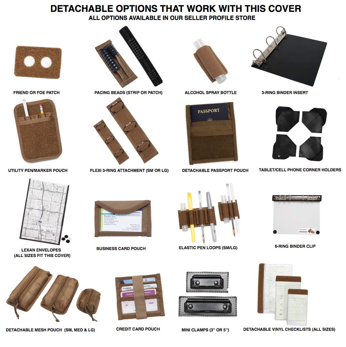 Tactical 3-Ring Binder Cover System - Zippered Notebook Organizer with Leather Handle | Fits 3” to 4” Binders | Durable Coyote Brown Field Notebook for Military, Office & Outdoor Use