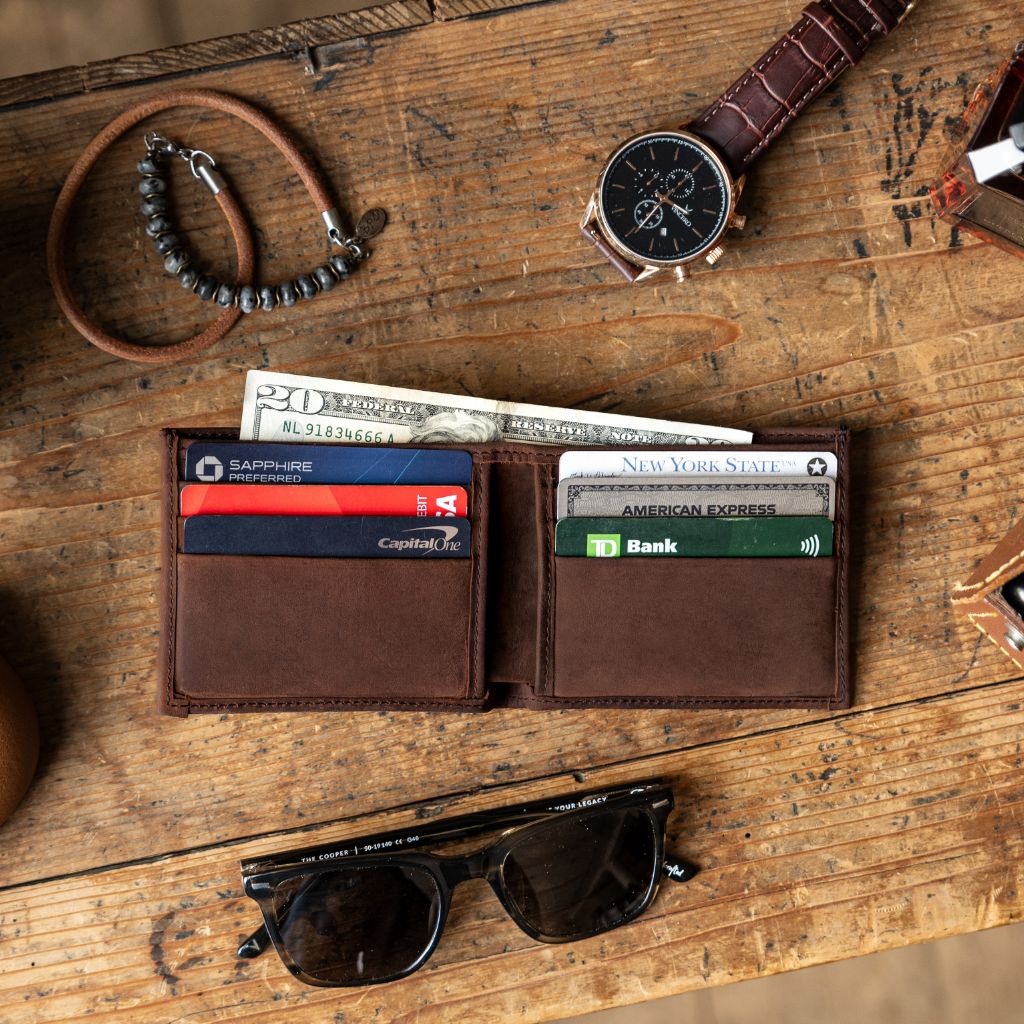 Bifold Wallet for Men - Genuine Leather Arizona Adobe | Slim RFID Blocking Wallet for Everyday Carry & Travel