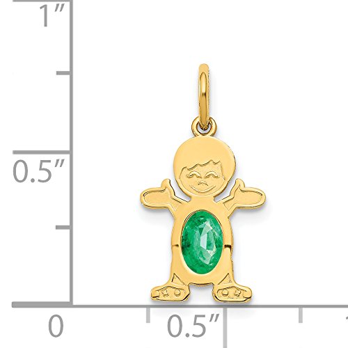 14K Gold Oval Genuine Emerald Charm for Boys - 6x4mm May Birthstone Jewelry - Perfect for Birthdays, Gifts & Bracelet Charms