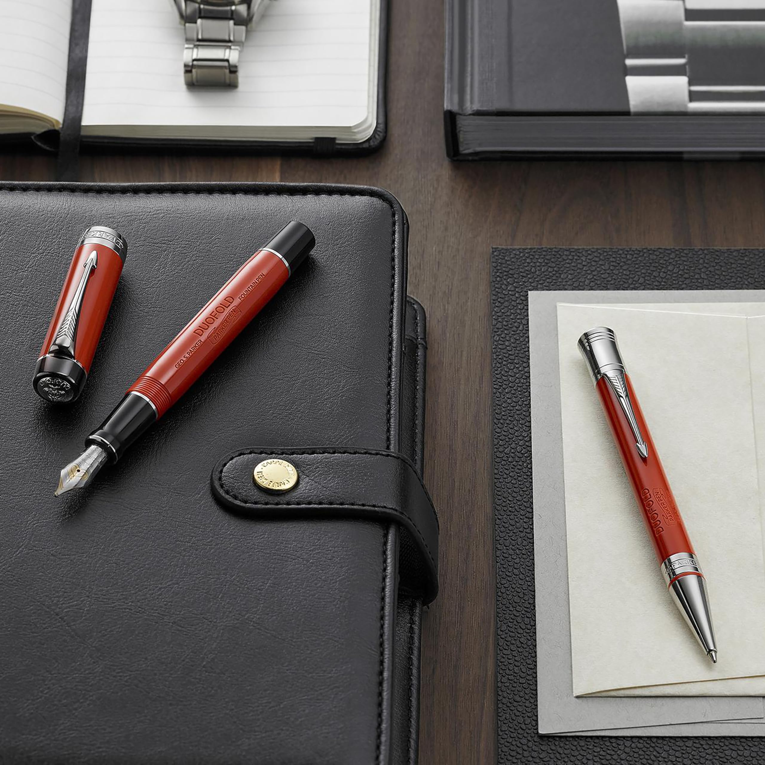 Vintage PARKER Duofold Ballpoint Pen - Classic Big Red Design with Medium Point Black Ink Refill | Luxury Writing Instrument for Business Professionals & Gift Giving
