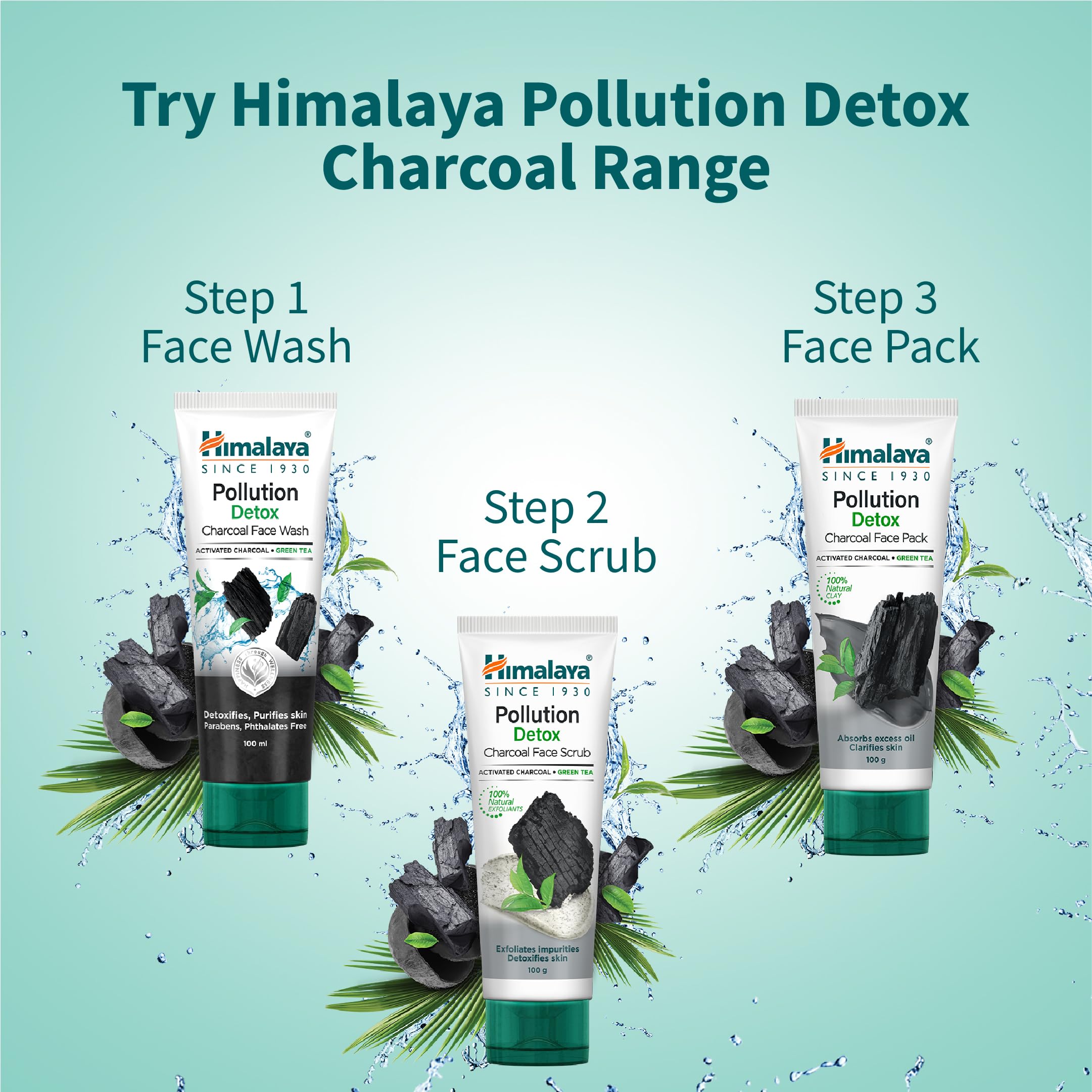 Himalaya Pollution Detox Charcoal Face Wash 100ml - Deep Cleansing & Purifying for Acne, Blackheads & Oily Skin - Daily Skincare for Men & Women