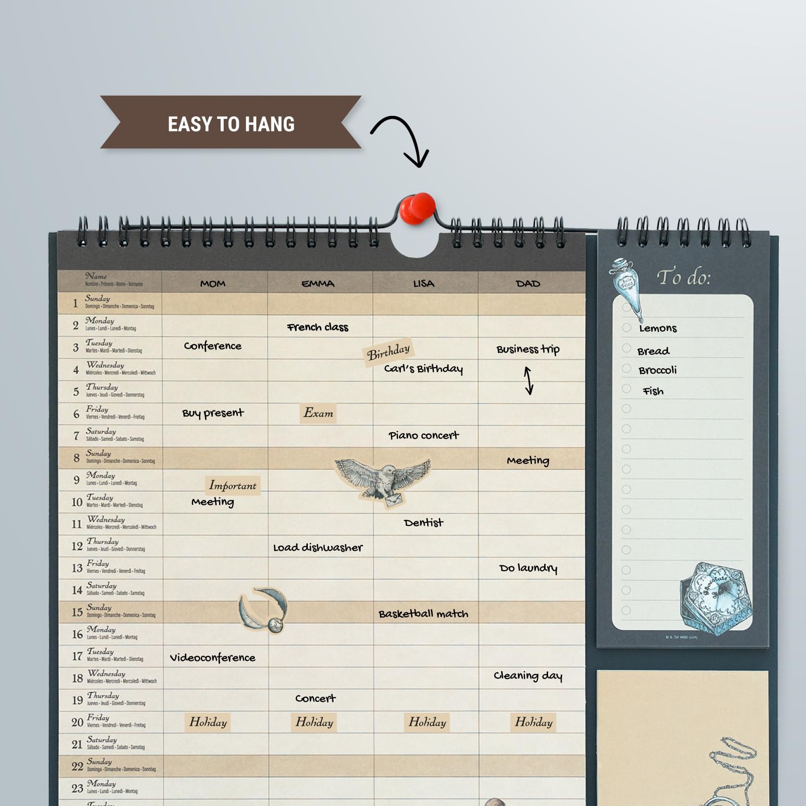 Harry Potter 2025 Wall Calendar Planner | 16-Month Monthly Organizer (September 2024 - December 2025) | 11.8
