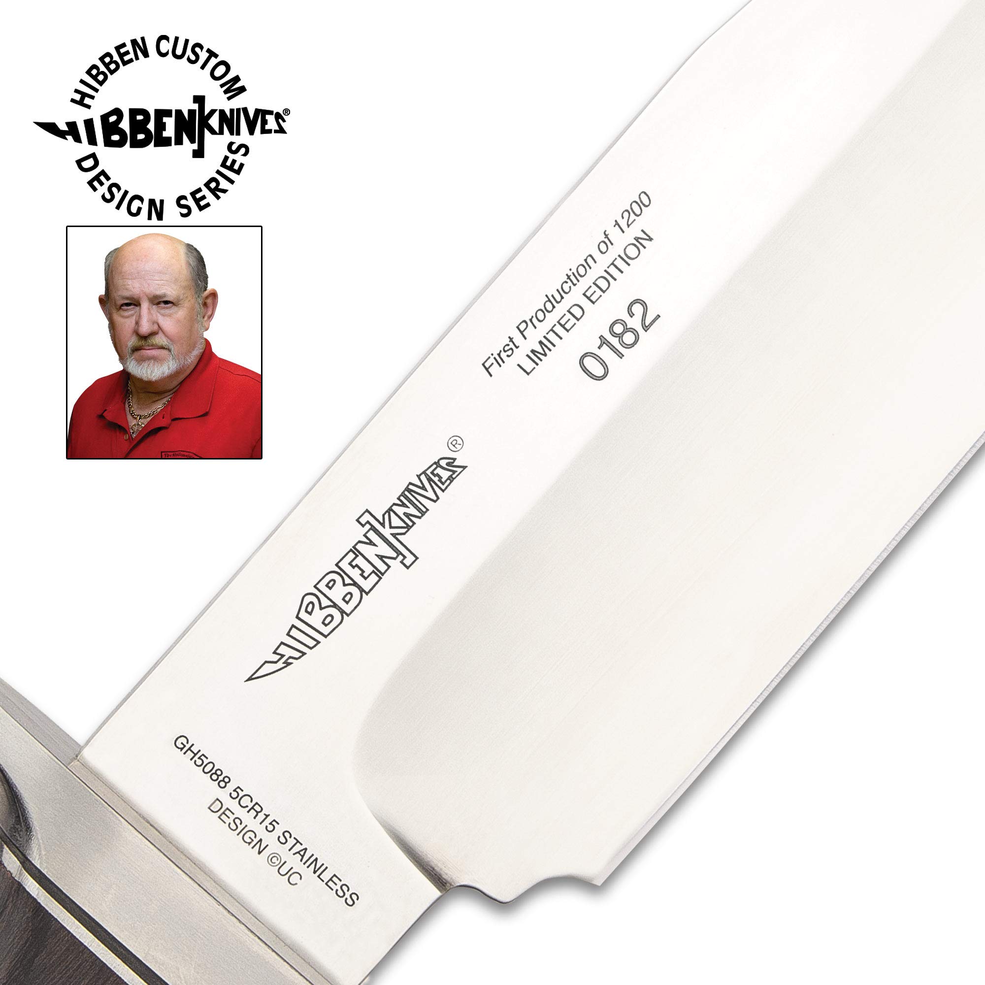 Hibben Arizona Bowie Knife with Sheath - 5Cr15 Stainless Steel Blade, Linen Micarta Handle - 15.5