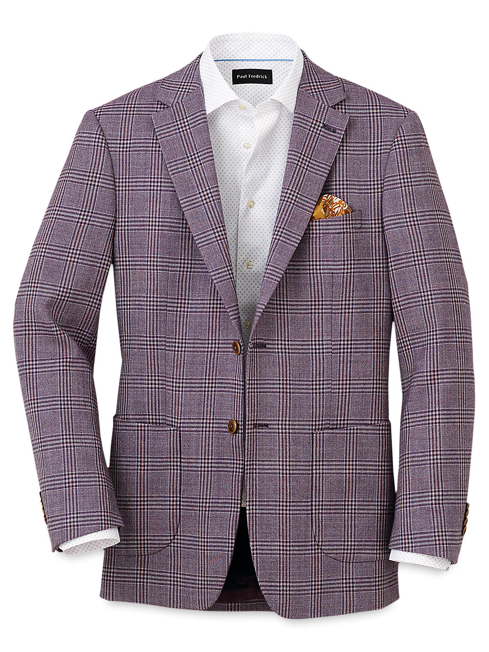 Men's Wool Plaid Single Breasted Notch Lapel Blazer Jacket - Purple | Formal & Business Attire for Office, Weddings & Special Events