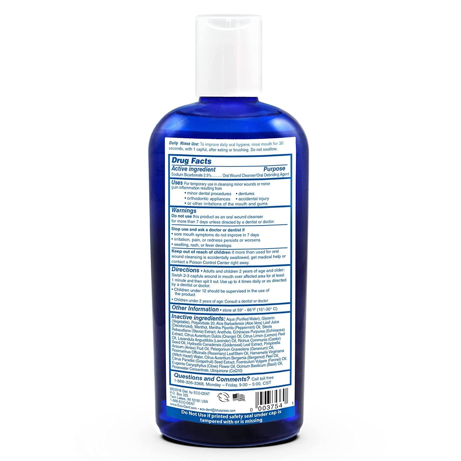 Eco-Dent Daily Rinse Ultimate Essential Mouthwash - Sparkling Clean Mint Flavor 8 fl oz (237ml) | Alcohol-Free Fluoride-Free Natural Oral Care | Fresh Breath Solution for Home & Travel Use