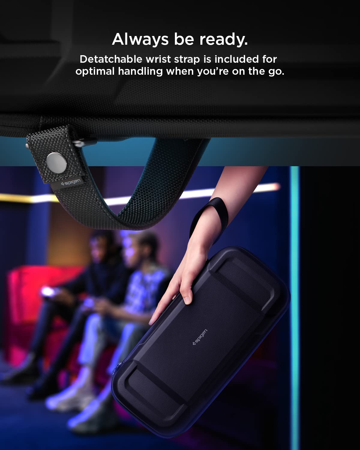Spigen Rugged Armor Pro Case for Steam Deck LCD/OLED - Travel Protection with Accessory Pockets & Charger Storage - Perfect for Gaming On-The-Go