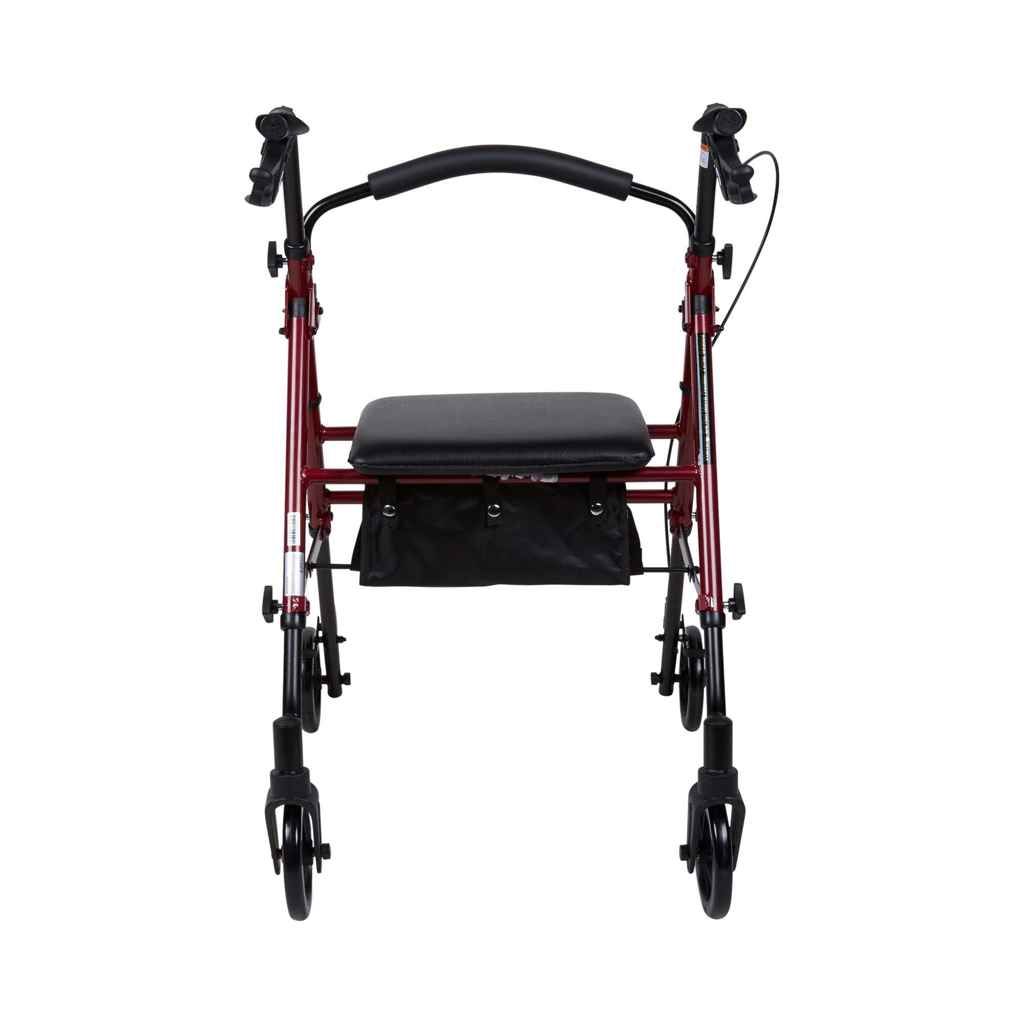 McKesson Lightweight Rollator Walker with Wheels, Seat & Storage Bag - Adjustable Height for Seniors & Adults - Foldable Mobility Aid for Indoor & Outdoor Use