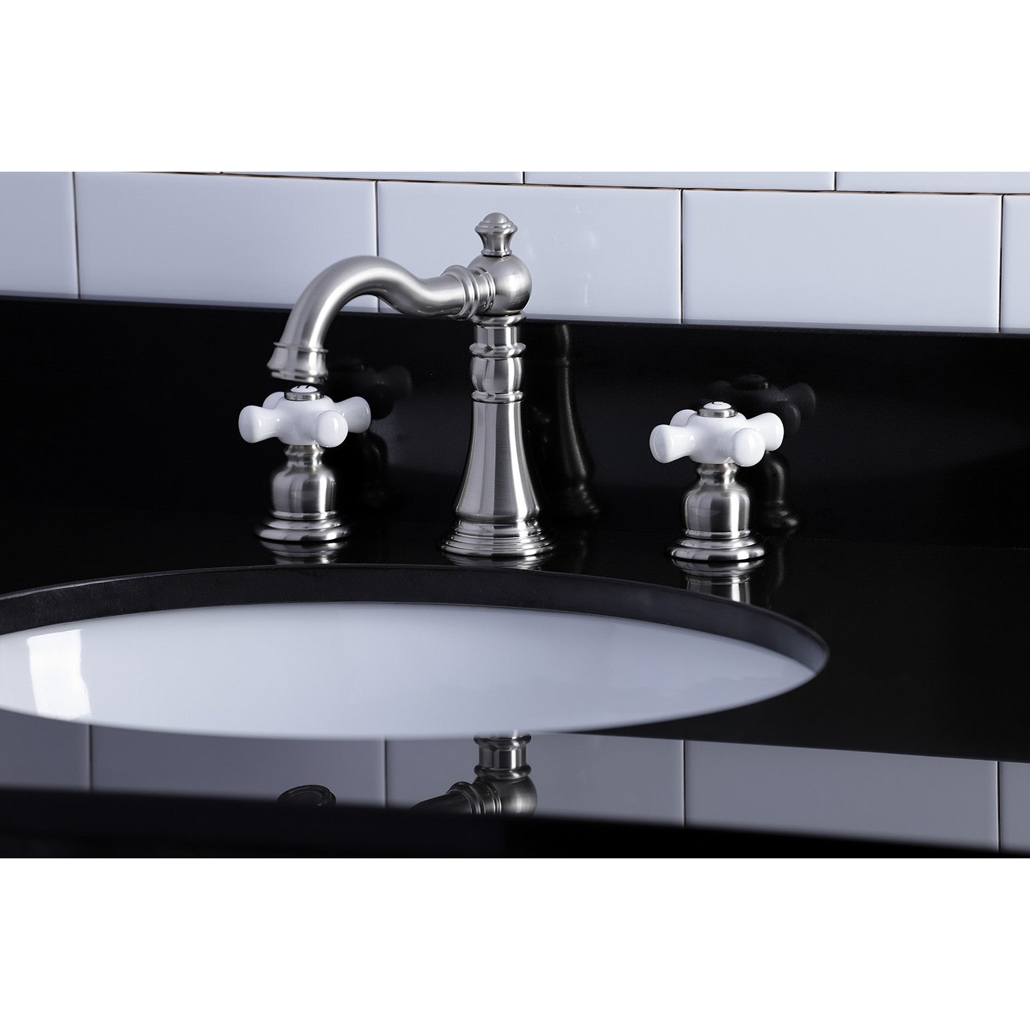 American Classic FSC1978PX Brushed Nickel Widespread Bathroom Faucet - 3 Hole Deck Mount with Pop Up Drain - Perfect for Modern Bathroom Renovations & Home Upgrades