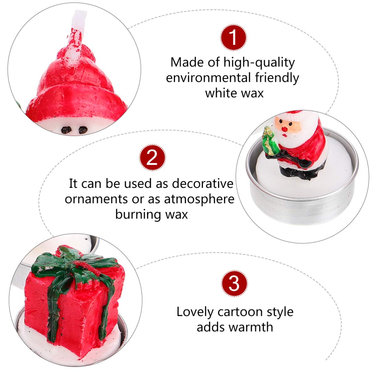 HEALLILY 15pcs Christmas Candles - White Wax Tealight Candles for Xmas Decorations, Holiday Parties, Romantic Proposals & Festive Home Decor