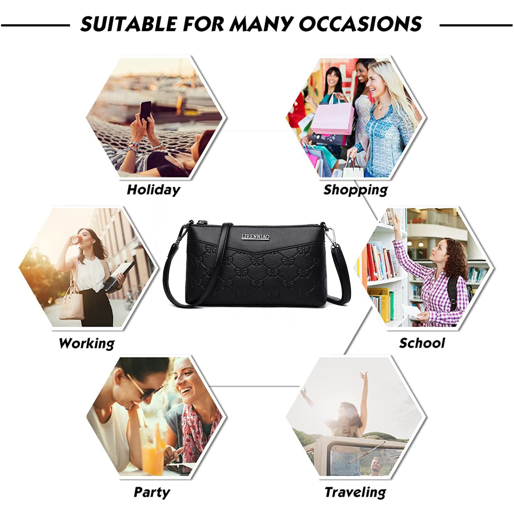 Women's Small Crossbody Purse - PU Leather Shoulder Bag with Wristlet Strap, Slim Wallet Clutch & Envelope Handbag for Everyday Use, Travel & Shopping