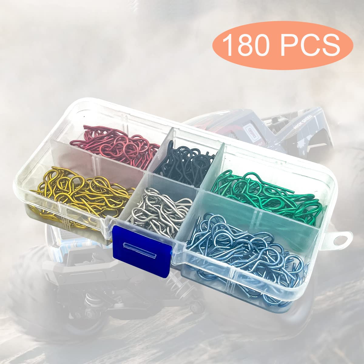180pcs Universal RC Body Clips - Heavy Duty Stainless Steel R Clips for 1/8 1/10 1/12 Scale RC Cars - Compatible with Traxxas, Redcat, HPI, Himoto, HSP, Exceed - Perfect for RC Truck, Buggy & Shell Replacement (Great for Off-Road Racing & Maintenance)