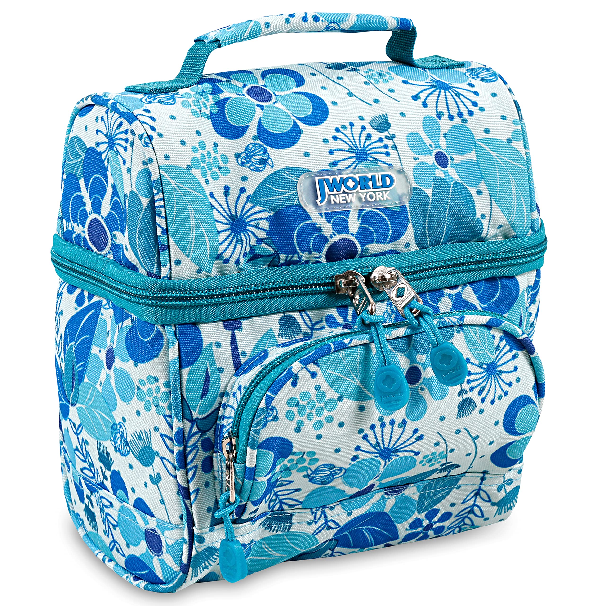 J World Corey Insulated Lunch Bag for Kids, Girls & Women - Leakproof & Thermal Lunch Box for School, Work & Picnics - Blue Vine Design