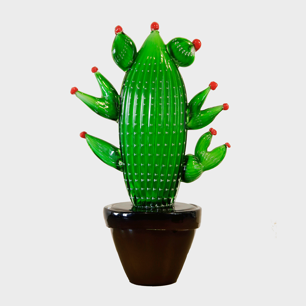 Large Cactus Blown Murano Glass Sculpture - Handmade Italian Art Decor for Home, Office & Garden