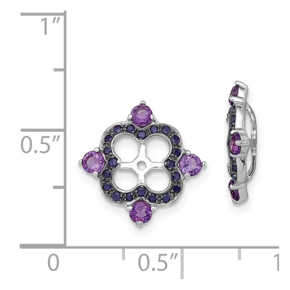 Diamond2Deal Sterling Silver Rhodium Plated Amethyst & Black Sapphire Earring Jacket (0.43