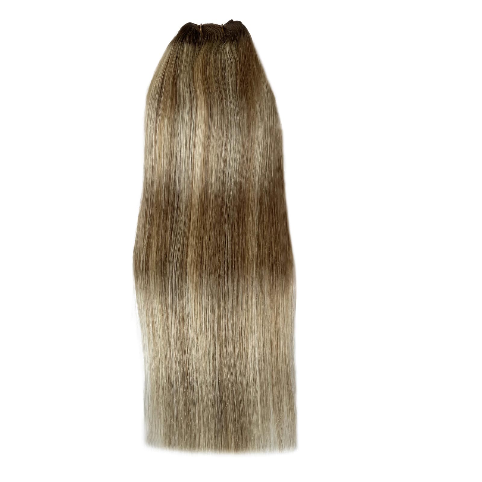 Halos Hair Extensions 22 Inch 100g - Blonde Highlights & Platinum Blonde Remy Human Hair | Balayage Ombre Ash Brown | Invisible One-Piece Flip-In Extensions for Everyday Wear & Special Occasions