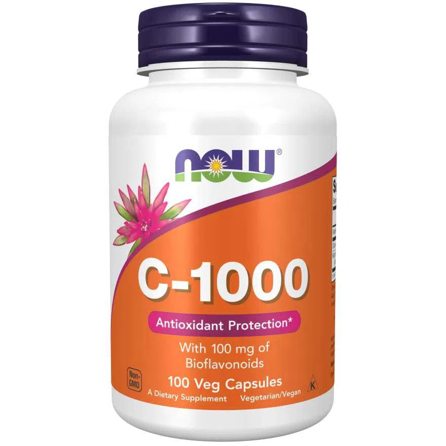 NOW Vitamin C 1000mg Vegetarian Capsules - Immune Support, Antioxidant Boost for Adults & Kids | Daily Wellness Supplement for Cold Season, Skin Health & Energy