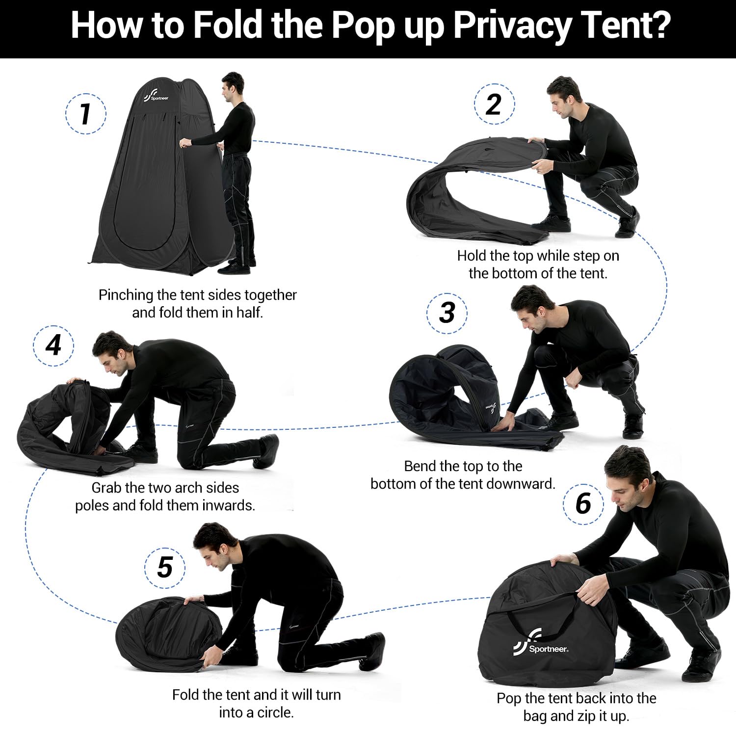 Sportneer Pop Up Privacy Shower Tent - Portable Changing Room for Camping & Beach (75