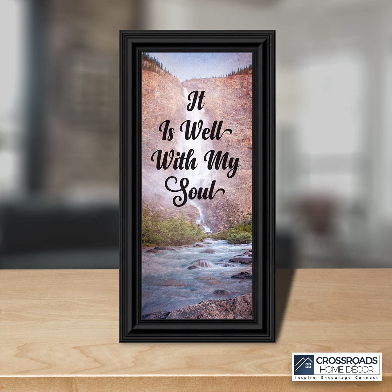 It Is Well With My Soul Wall Art & Picture Frame - Crossroads Home Décor 7402B - Inspirational Christian Home Decor for Living Room, Bedroom & Office