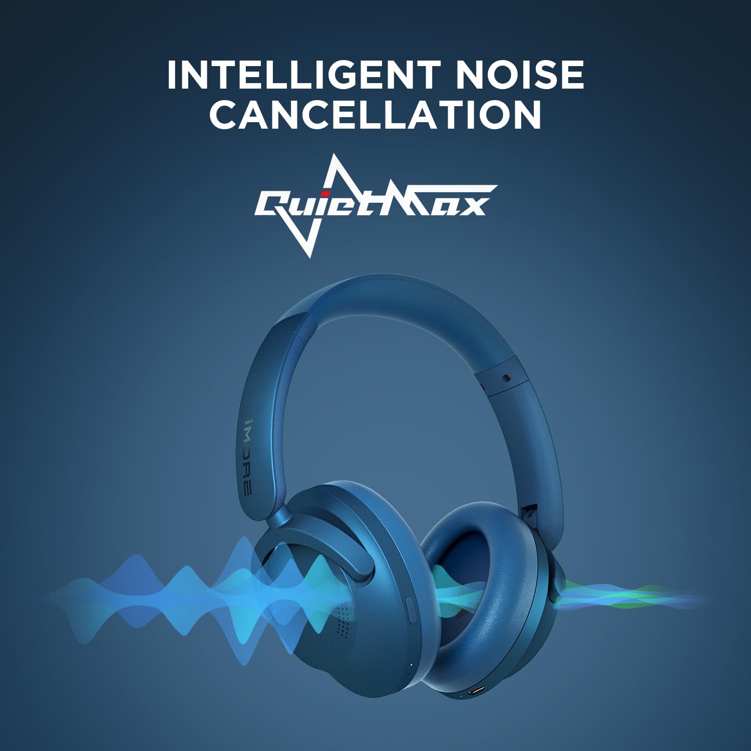 1MORE SonoFlow Active Noise Cancelling Wireless Headphones with LDAC & Hi-Res Audio - 70H Playtime, 5 Mics for Clear Calls, Bluetooth 5.0, Custom EQ via App - Perfect for Travel, Work & Music Lovers (Blue)
