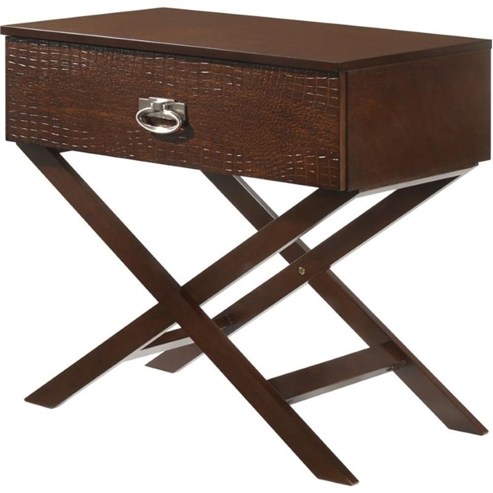 Glory Furniture Xavier Solid Wood 1-Drawer Nightstand in Cappuccino - Bedside Table for Bedroom, Living Room & Office - Compact Storage Solution with Elegant Finish