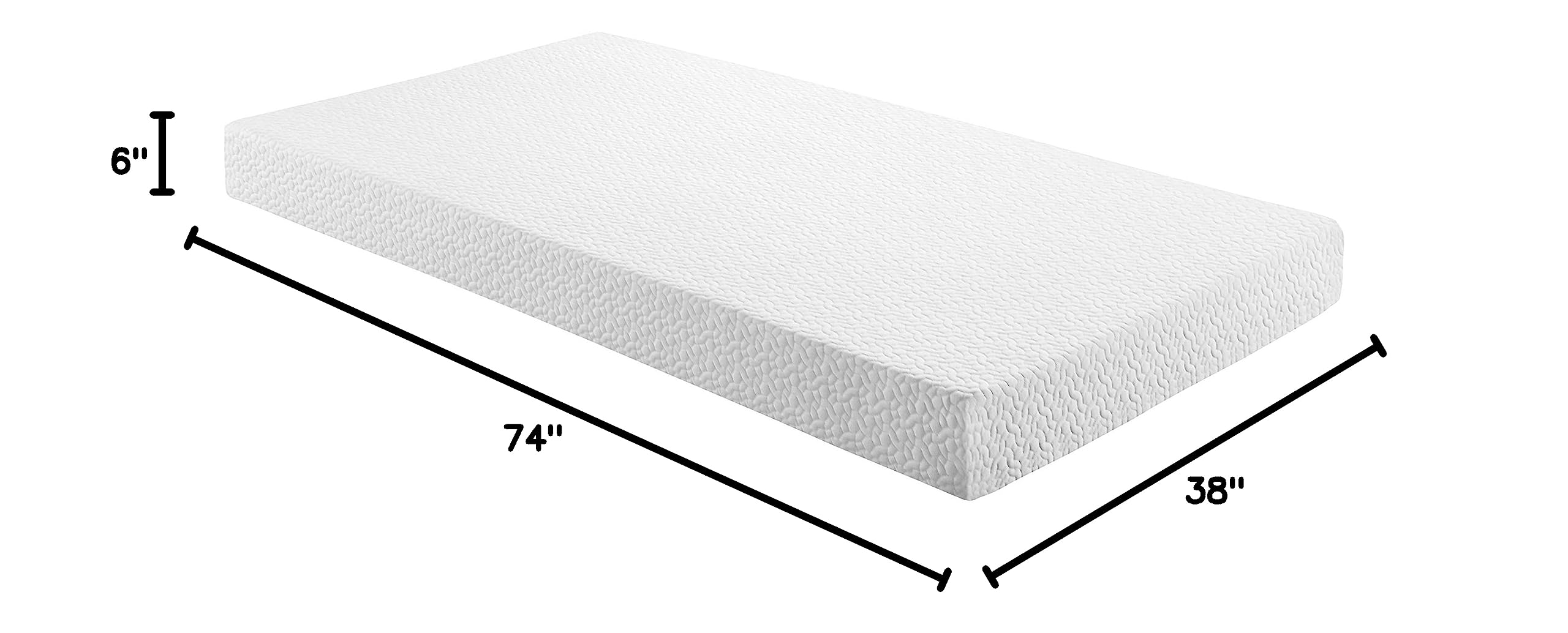 Lexicon Pelham 6-Inch Gel Infused Memory Foam Mattress - Twin Size, Cooling Gel Technology, Pressure Relief & Support, White - Perfect for Kids' Rooms, Guest Beds & Small Spaces