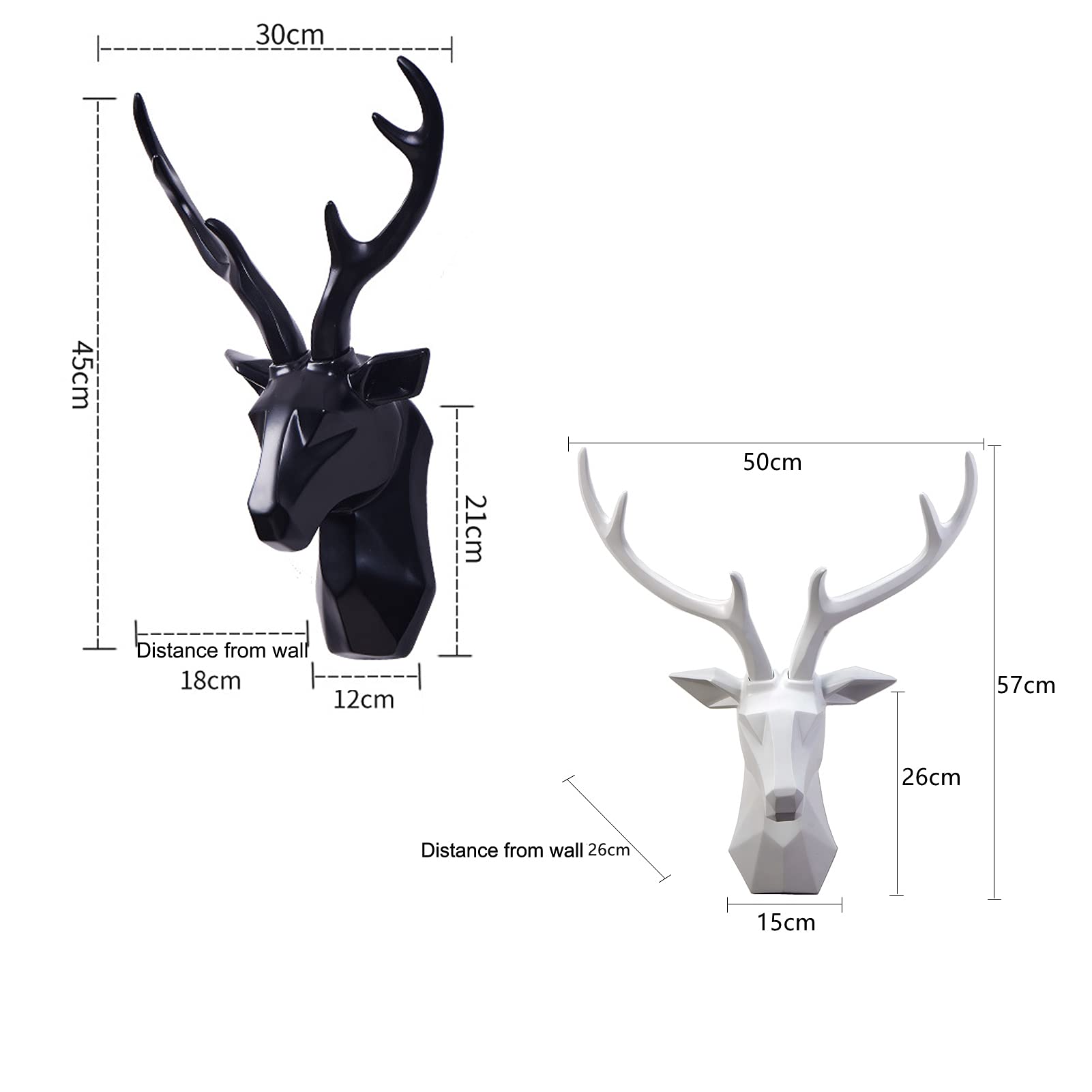 Large Faux Deer Head Wall Decor - Artificial Taxidermy Antler Wall Mount for Home & Office Decoration | Rustic Cabin, Hunting Lodge, or Modern Interior Design Accent