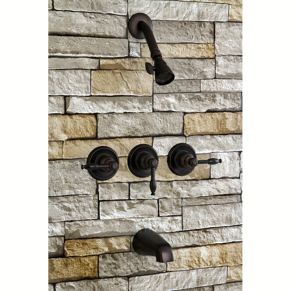 Kingston Brass KB235KL 3-Handle Tub and Shower Faucet in Oil Rubbed Bronze - Perfect for Bathroom Renovation and Modern Home Decor