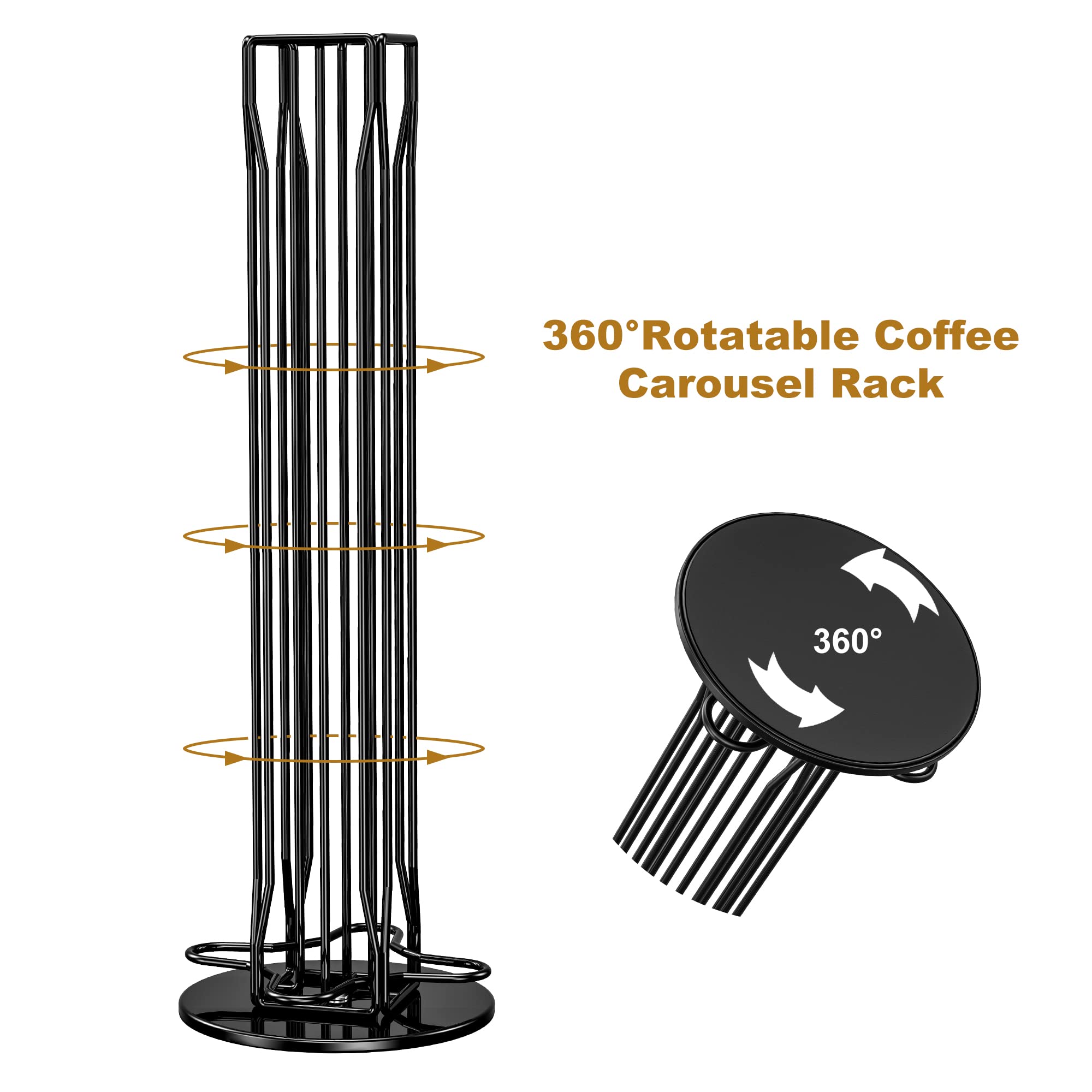 Rotatable Coffee Pod Holder & Storage Organizer - Compatible with Nespresso OriginalLine (40 Capsules), Countertop Coffee Station Carousel - Perfect for Kitchen, Office & Small Spaces - Black