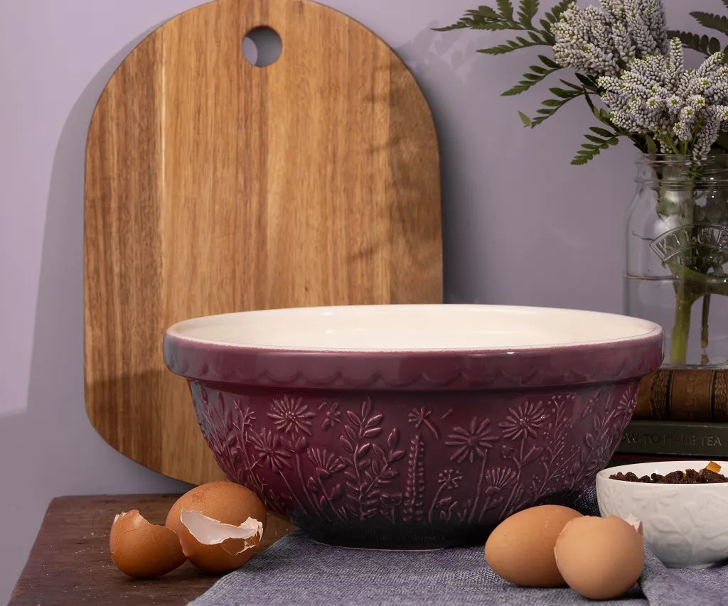 MASON CASH Mixing Bowl Set - Ceramic Mixing Bowls for Baking with Non-Slip Base & Pour Spout - In the Meadow Design - Perfect for Cake Mixing, Cookie Dough, and Food Prep - Ideal for Home Bakers & Professional Kitchens