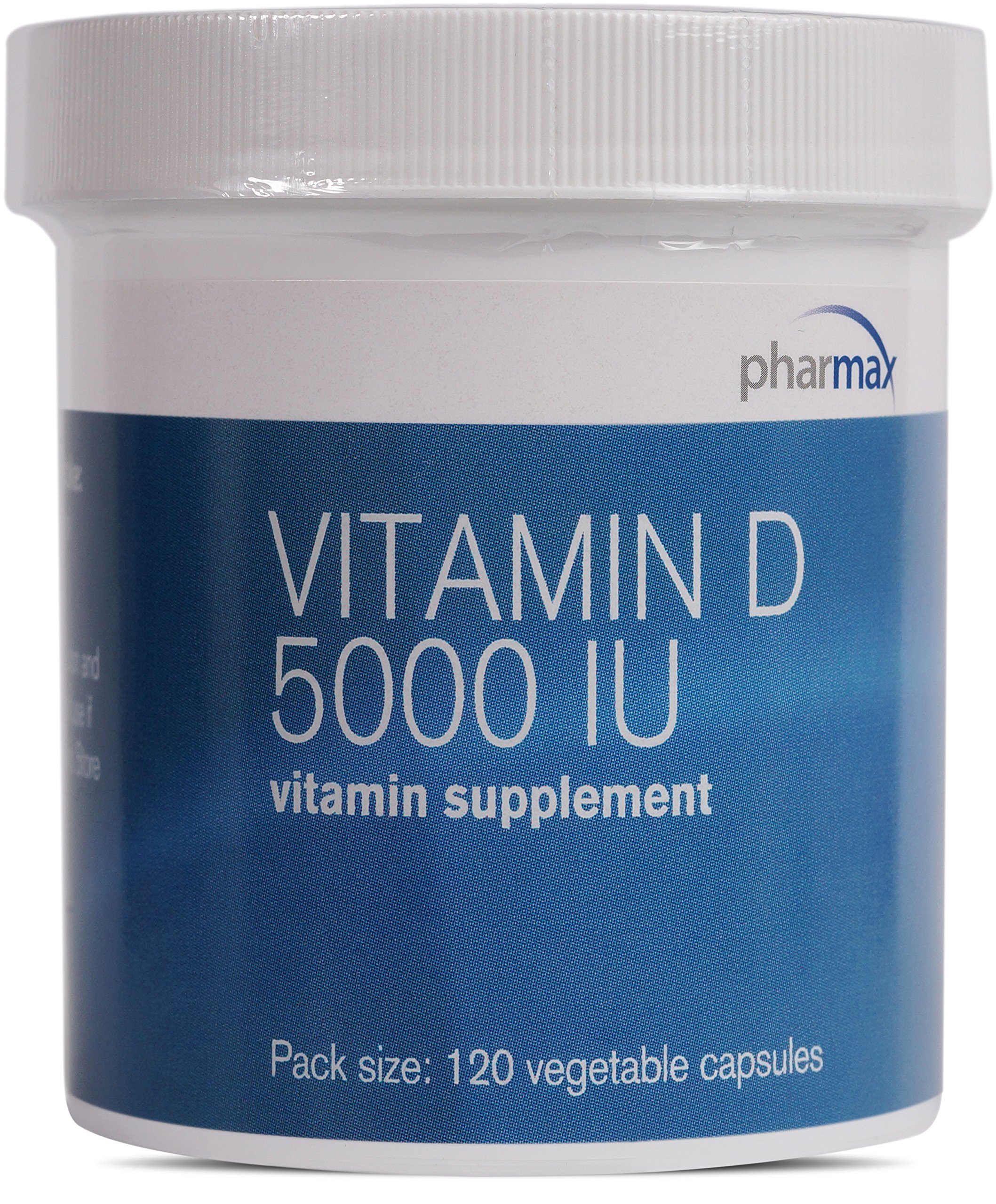Pharmax Vitamin D 5000 IU Supplement - Supports Bone & Teeth Health, Mineral Absorption - 120 Capsules - Immune System & Muscle Function Support for Adults & Seniors