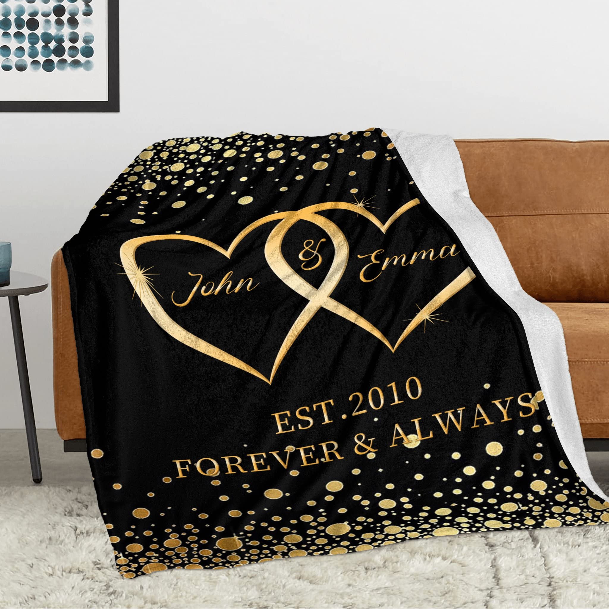 Personalized Couple Blankets - Custom Anniversary & Valentine's Day Gifts for Boyfriend, Wedding Present for Him, Birthday Gift for BF, Long Distance Relationship Keepsake - Perfect for Romantic Dates, Home Decor & Thoughtful Surprises